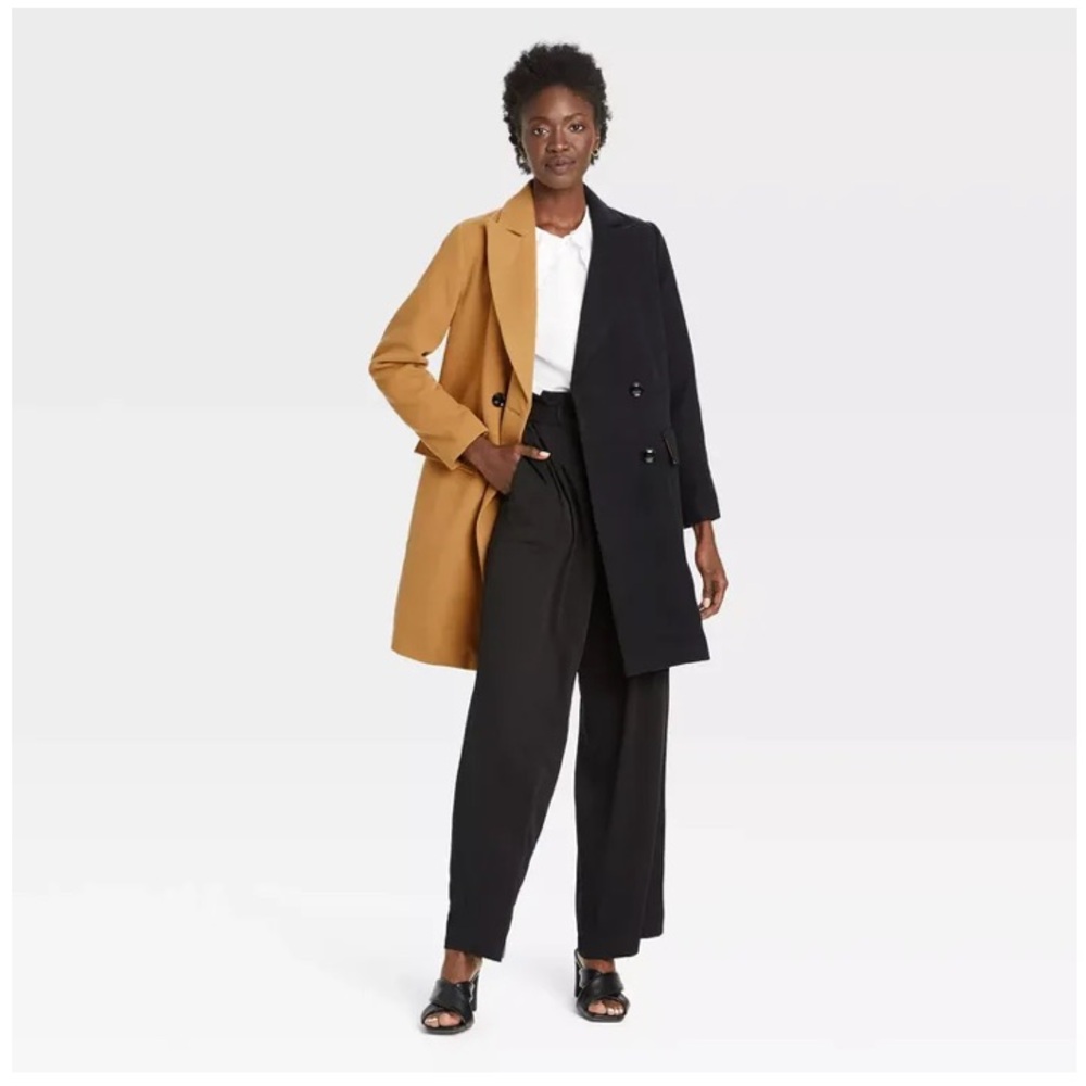Who What Wear Color Block Overcoat NWT Size XS